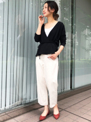 細リブなので、らくちんなのにきれい見えが叶うのが嬉しいです!少し肩を落としてルーズに着るのが気分♪