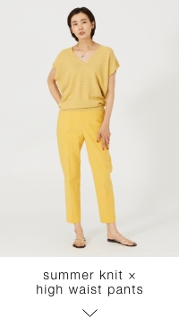 summer knit × high waist pants