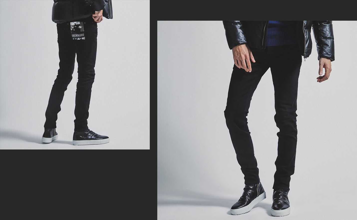5351POUR LES HOMMES 切り替えレイヤードパンツ 黒/UW174 5351POUR LES HOMMES DENIM
